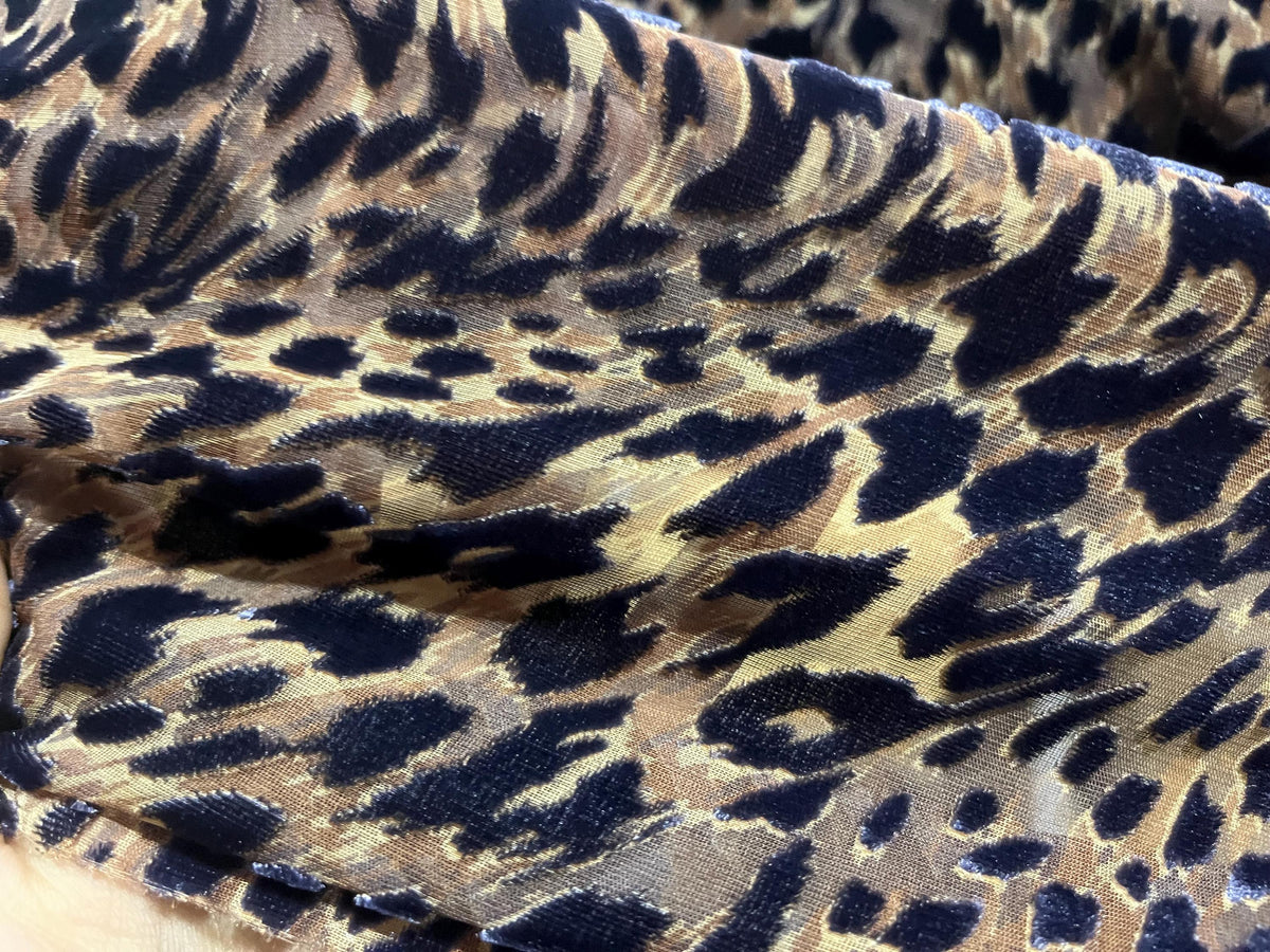 NEW High Class Viscose Silk Velvet Leopard Devore Fabric
