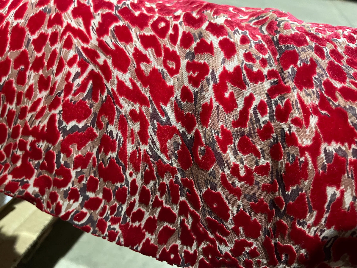 NEW High Class Viscose Silk Velvet Leopard Devore Fabric