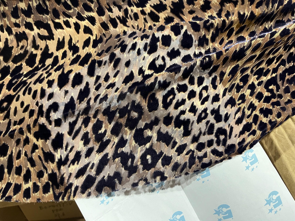 NEW High Class Viscose Silk Velvet Leopard Devore Fabric