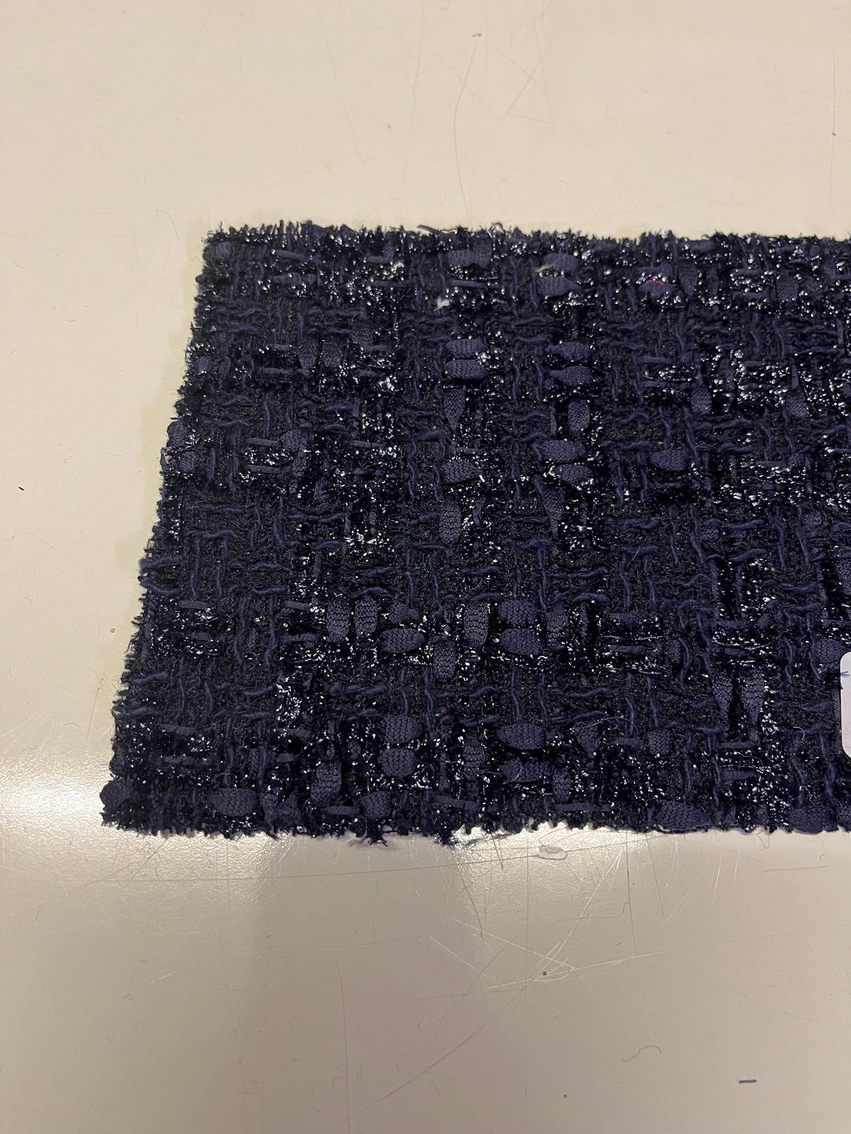 NEW High Class Navy Black Shiny Couture Wool Tweed Boucle Fabric (Read Description)