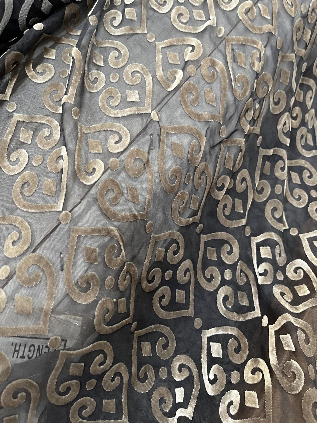 NEW High Class Silver / Black Damask Viscose Silk Velvet Burnout Fabric
