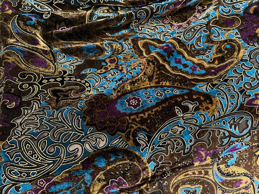 NEW High Class Paisley Viscose Silk Velvet Devore Fabric