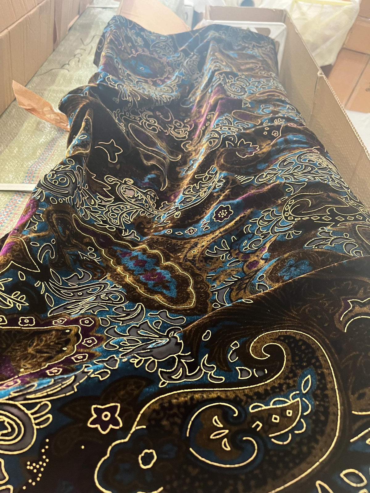 NEW High Class Paisley Viscose Silk Velvet Devore Fabric