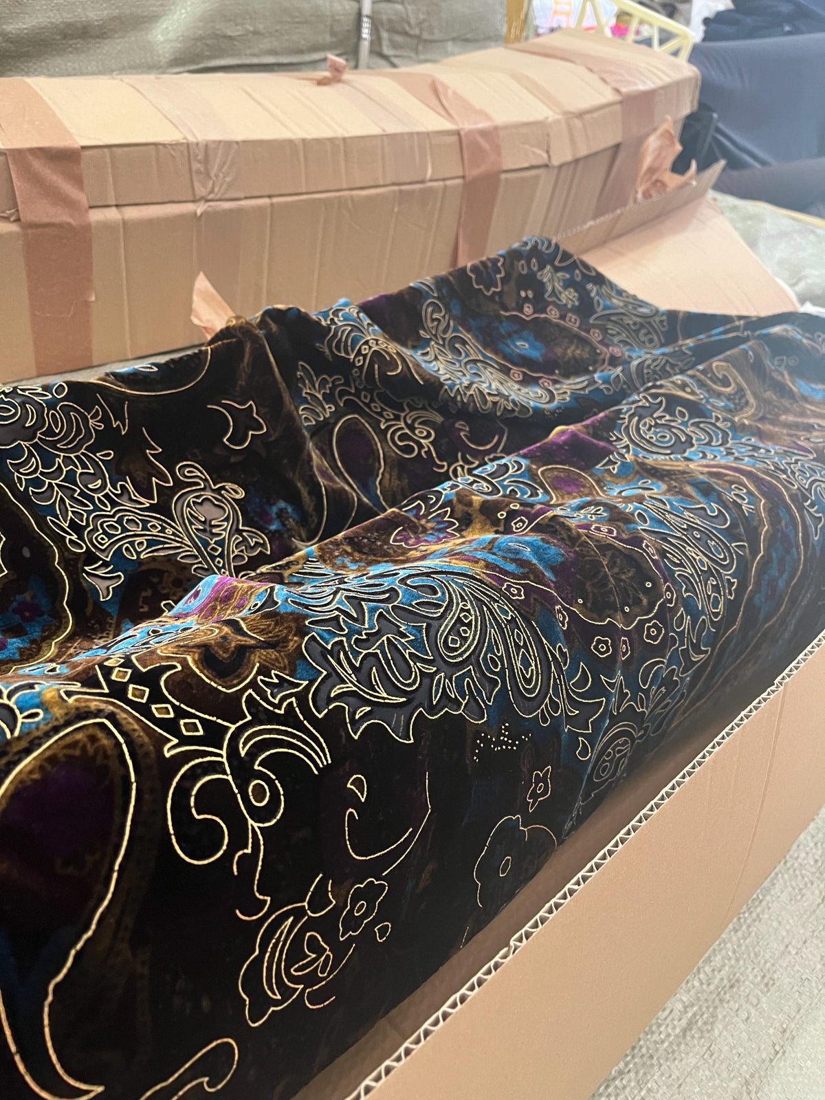 NEW High Class Paisley Viscose Silk Velvet Devore Fabric