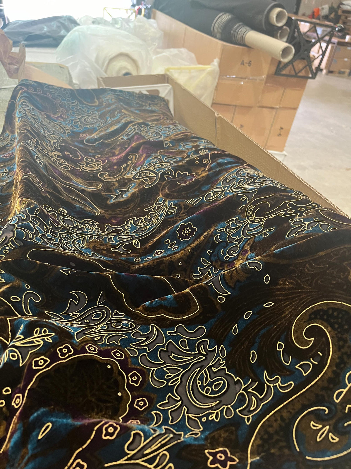 NEW High Class Paisley Viscose Silk Velvet Devore Fabric