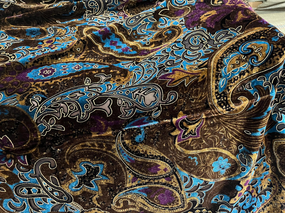 NEW High Class Paisley Viscose Silk Velvet Devore Fabric