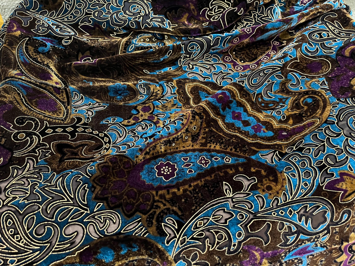 NEW High Class Paisley Viscose Silk Velvet Devore Fabric