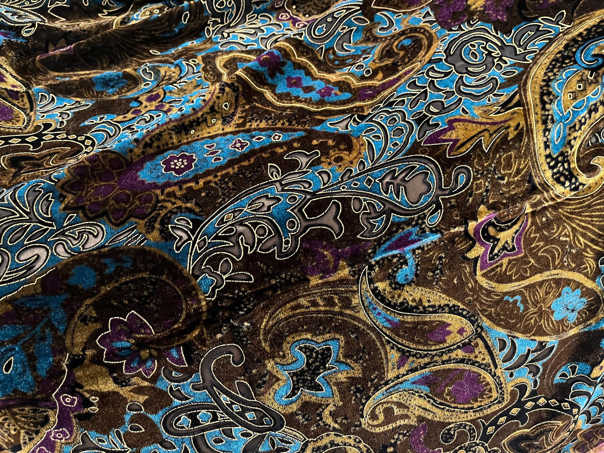 NEW High Class Paisley Viscose Silk Velvet Devore Fabric