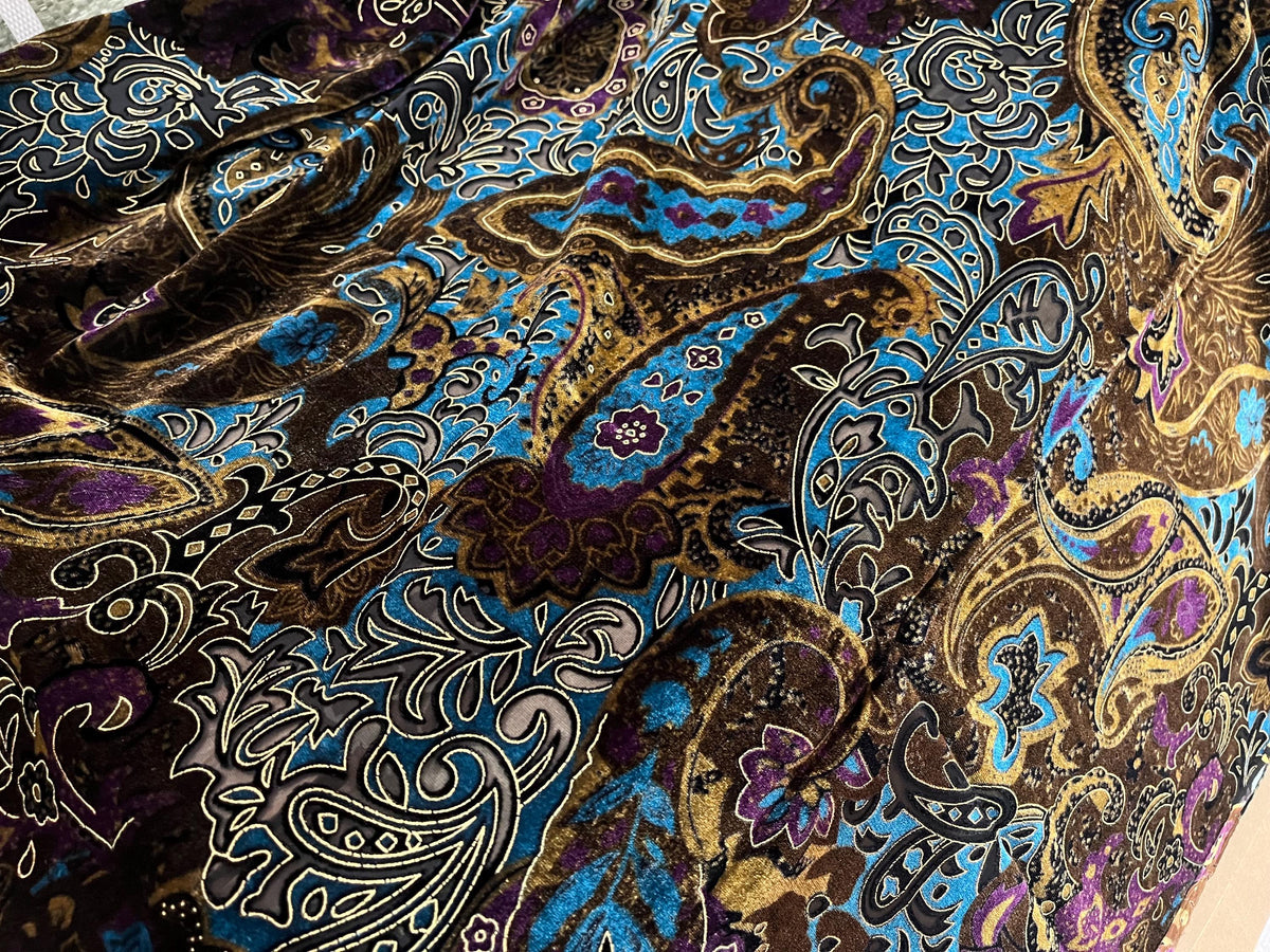 NEW High Class Paisley Viscose Silk Velvet Devore Fabric