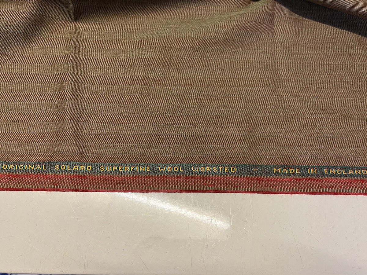 NEW High Class Two Tone Herringbone Original Solaro Superfine Wool Worsted Made In England Suiting Fabric