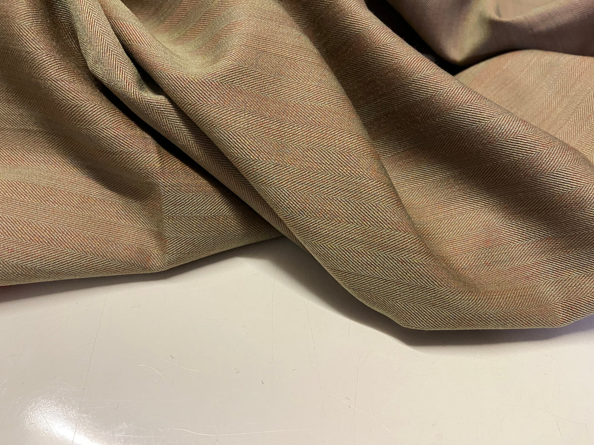 NEW High Class Two Tone Herringbone Original Solaro Superfine Wool Worsted Made In England Suiting Fabric