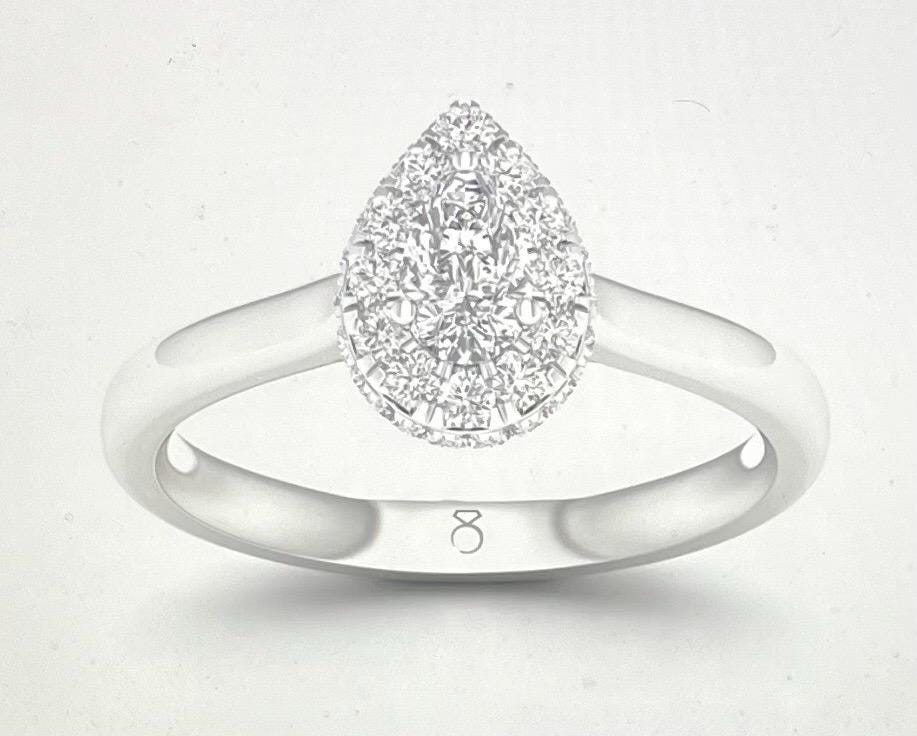 NEW Haute Couture GIS Certified Engagement Ring The Diamond Story Platinum Pear 0.50ct Diamond Ring Wedding Ring (Please See Description)