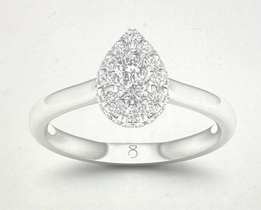 NEW Haute Couture GIS Certified Engagement Ring The Diamond Story Platinum Pear 0.50ct Diamond Ring Wedding Ring (Please See Description)