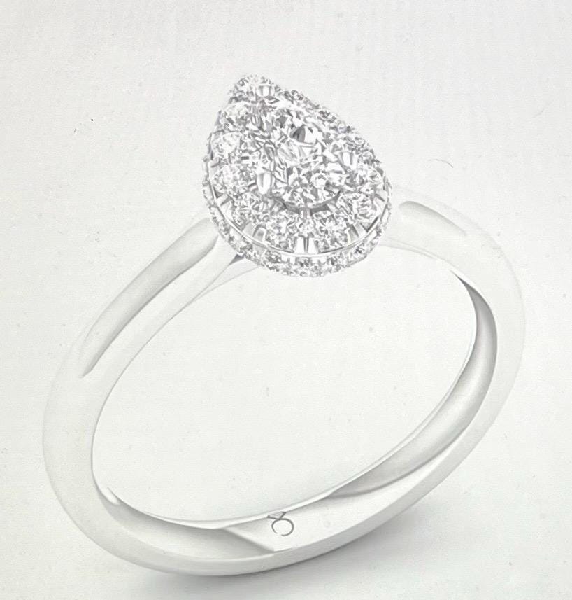 NEW Haute Couture GIS Certified Engagement Ring The Diamond Story Platinum Pear 0.50ct Diamond Ring Wedding Ring (Please See Description)