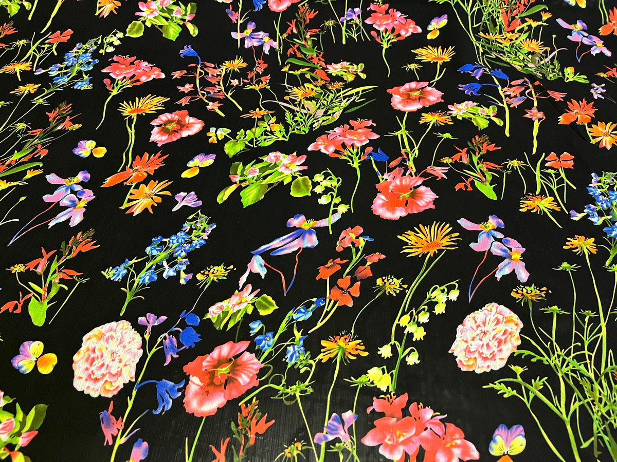 NEW High Class Crinkle Chiffon Floral Print Fabric