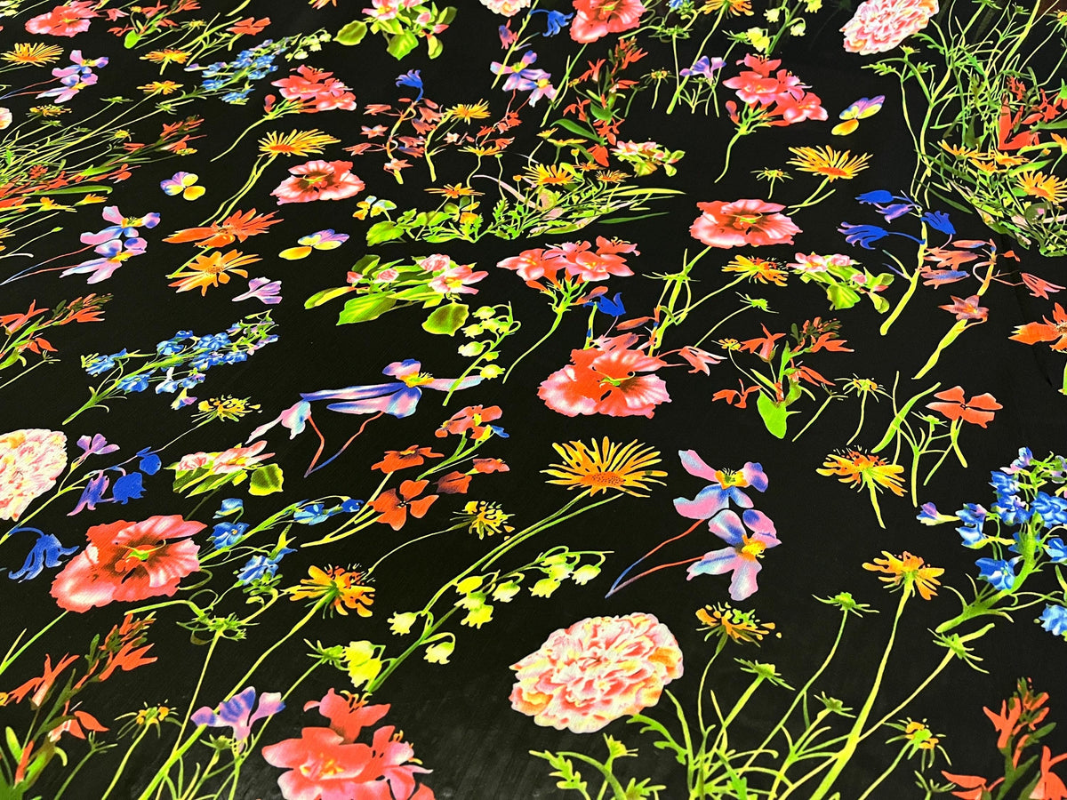 NEW High Class Crinkle Chiffon Floral Print Fabric