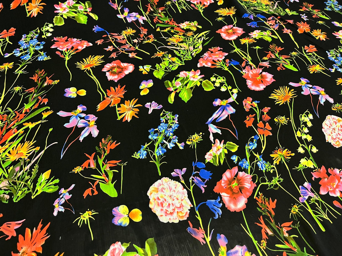 NEW High Class Crinkle Chiffon Floral Print Fabric