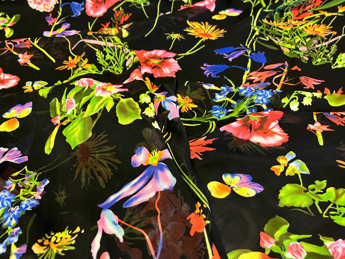NEW High Class Crinkle Chiffon Floral Print Fabric