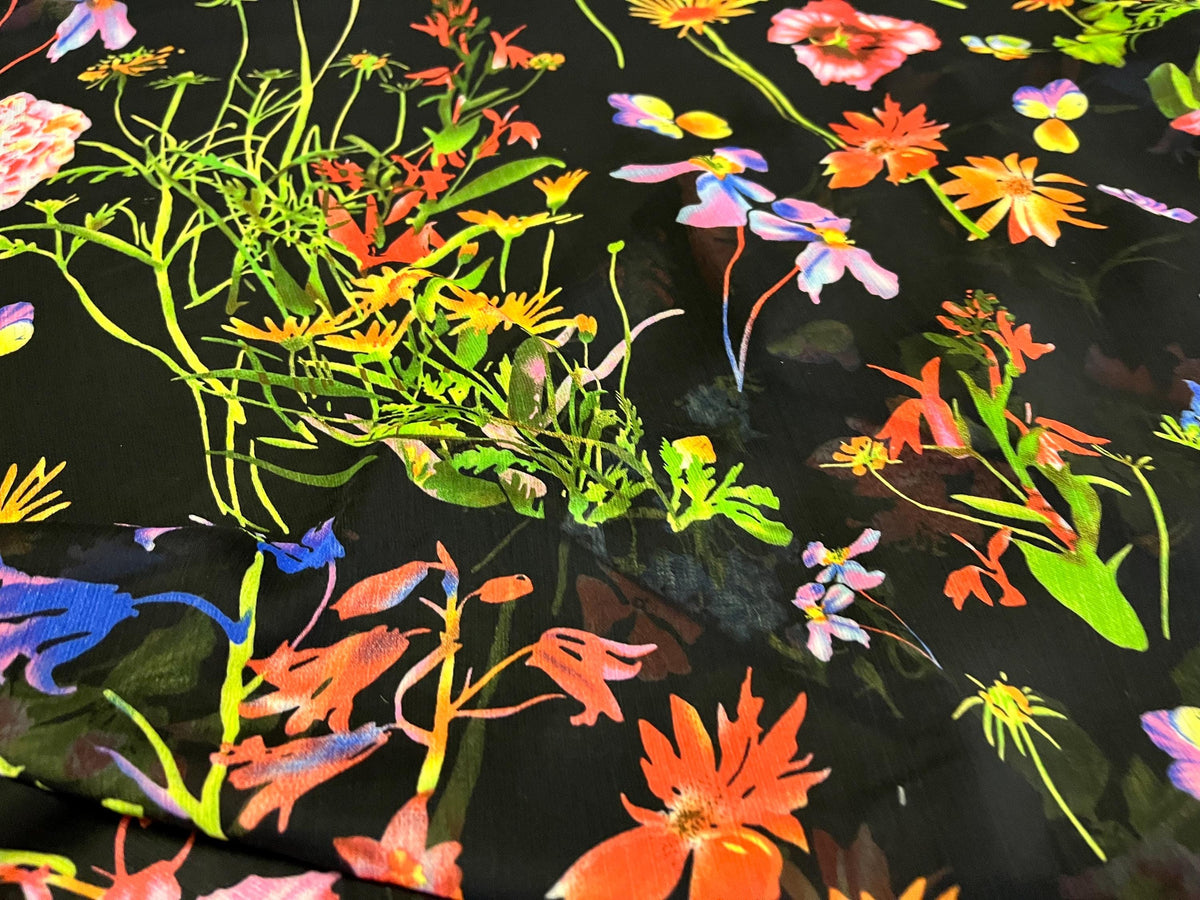 NEW High Class Crinkle Chiffon Floral Print Fabric