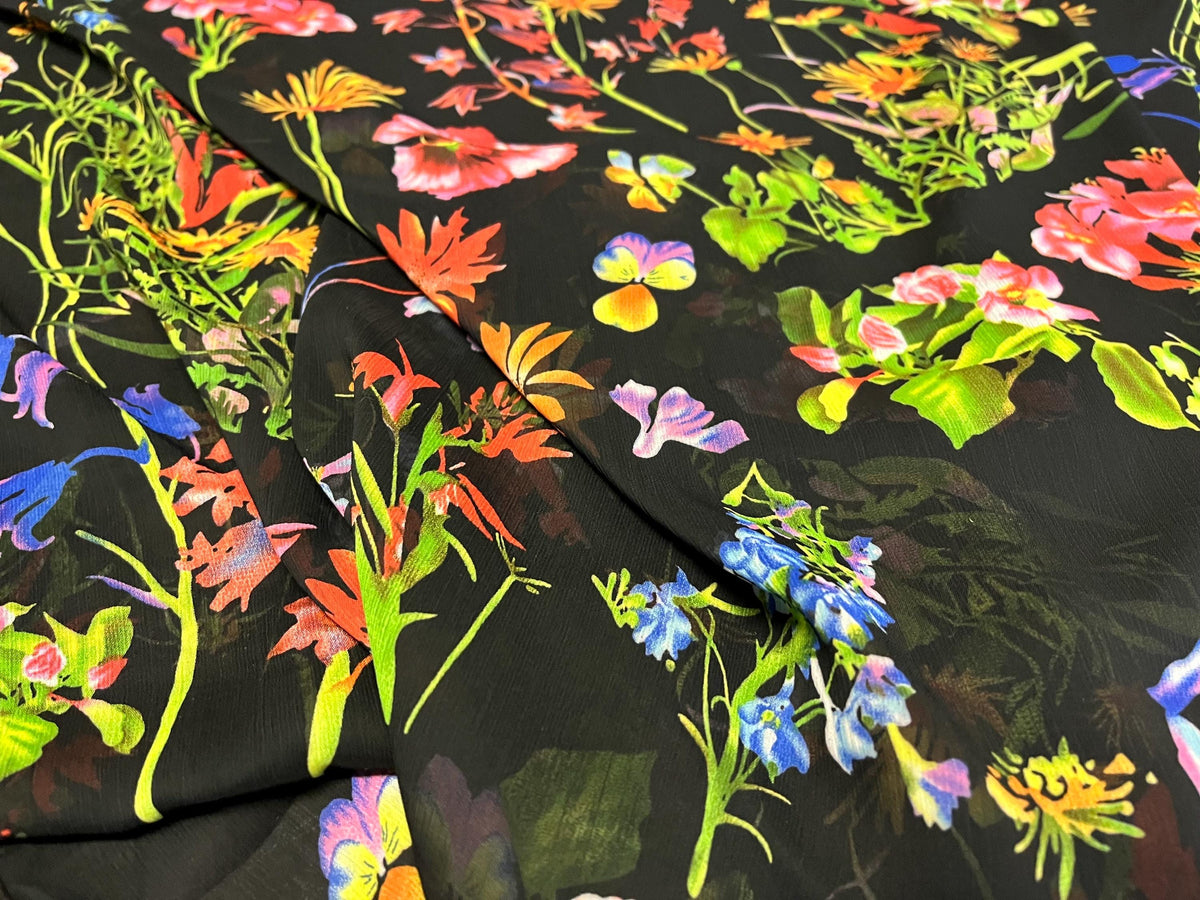 NEW High Class Crinkle Chiffon Floral Print Fabric
