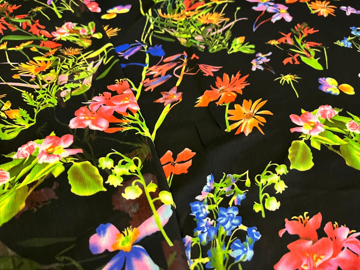 NEW High Class Crinkle Chiffon Floral Print Fabric