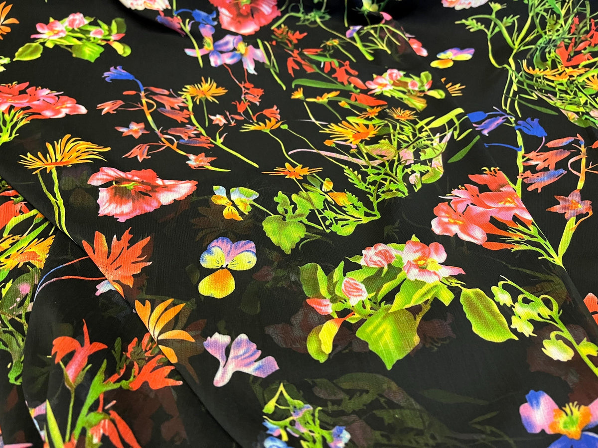 NEW High Class Crinkle Chiffon Floral Print Fabric