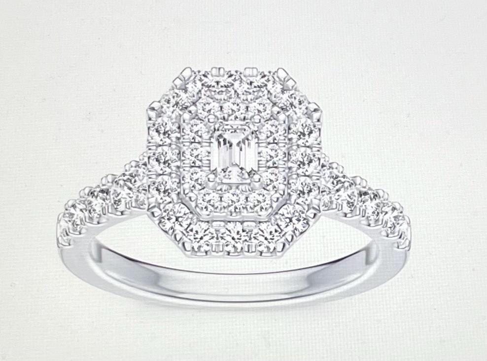 NEW Haute Couture Engagement Ring Platinum Emerald Cut 1ct Diamond Ring Wedding Ring (Please See Description)