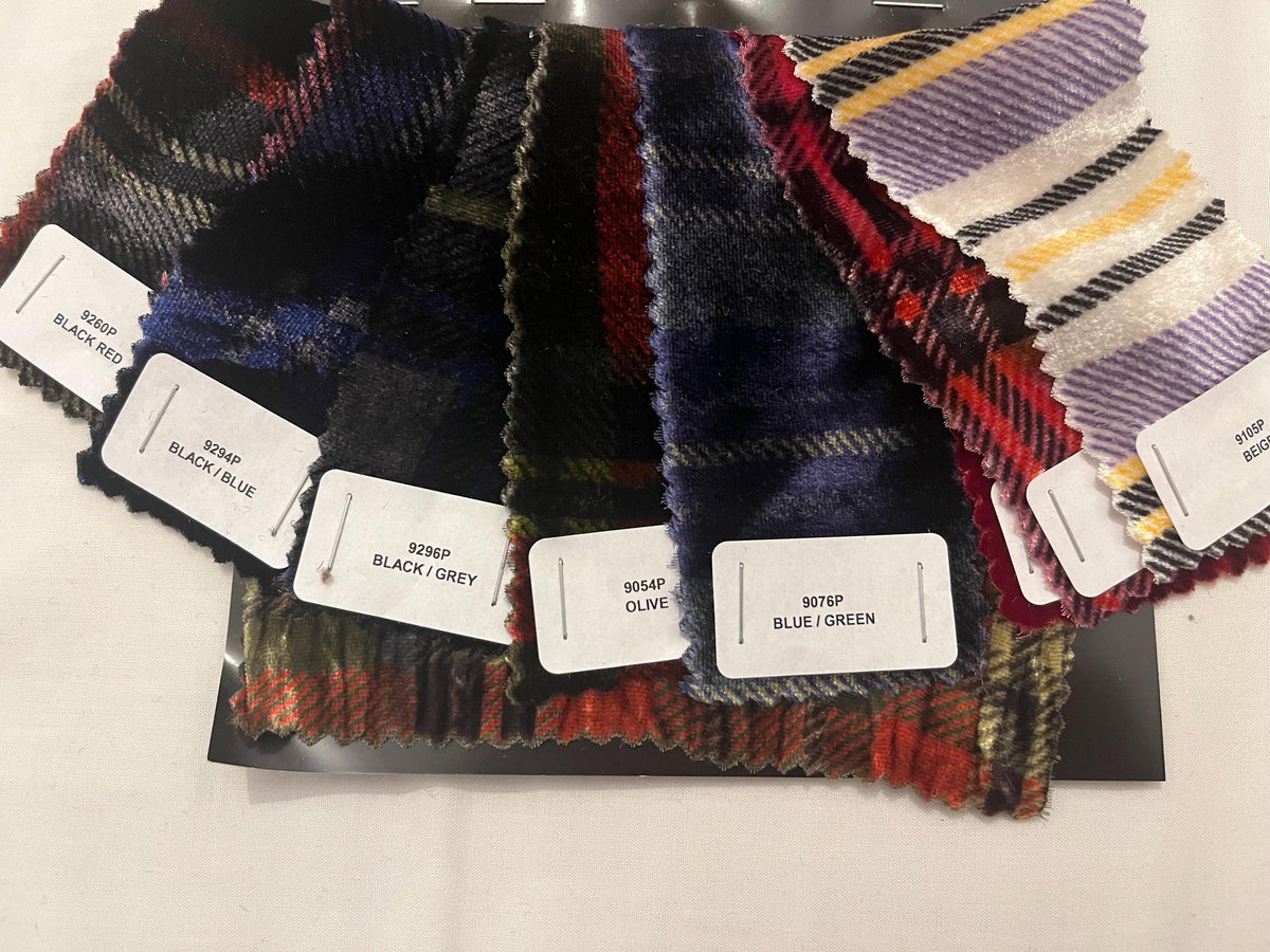 NEW High Class Viscose Silk Velvet Tartan Check Print Fabric (See Description)