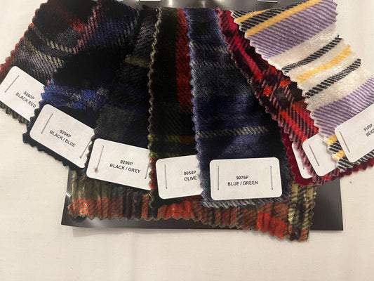 NEW High Class Viscose Silk Velvet Tartan Check Print Fabric (See Description)
