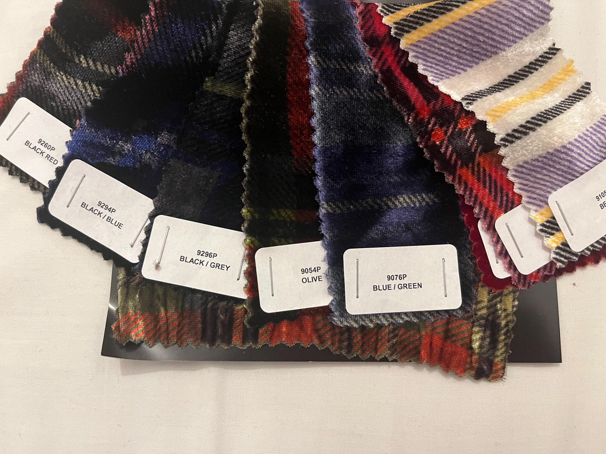 NEW High Class Viscose Silk Velvet Tartan Check Print Fabric (See Description)