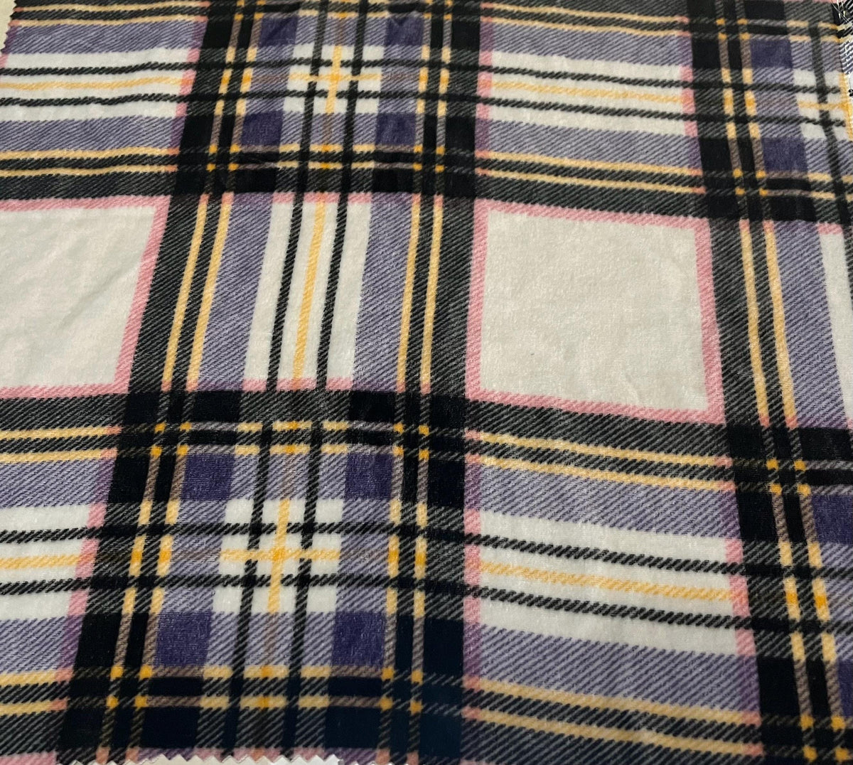 NEW High Class Viscose Silk Velvet Tartan Check Print Fabric (See Description)