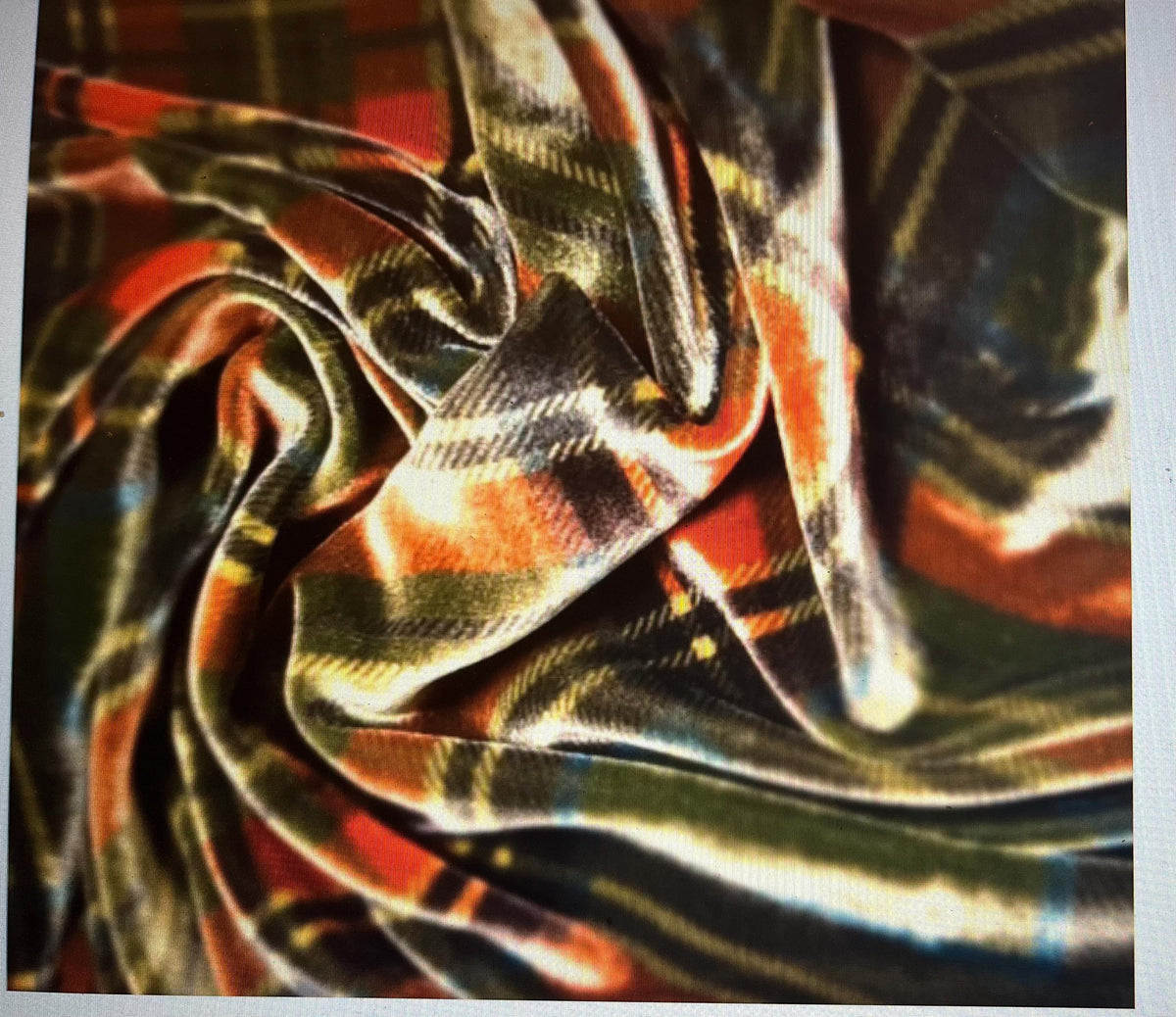NEW High Class Viscose Silk Velvet Tartan Check Print Fabric (See Description)