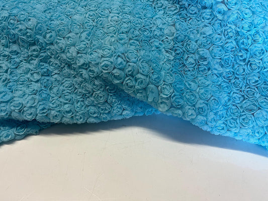 NEW High Class Turquoise Light Blue Ribbon Net Spangle Lace Fabric