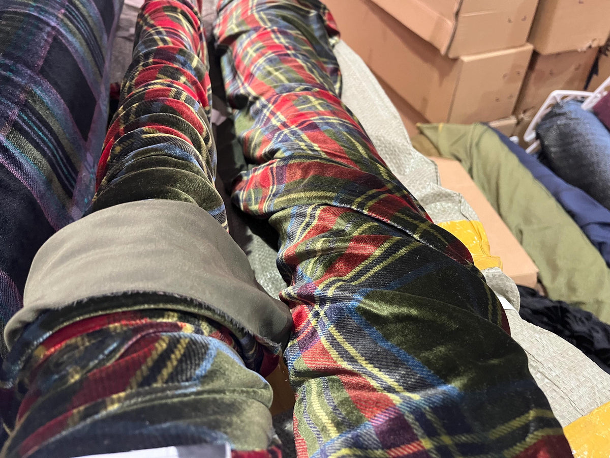 NEW High Class Viscose Silk Velvet Tartan Check Print Fabric (See Description)