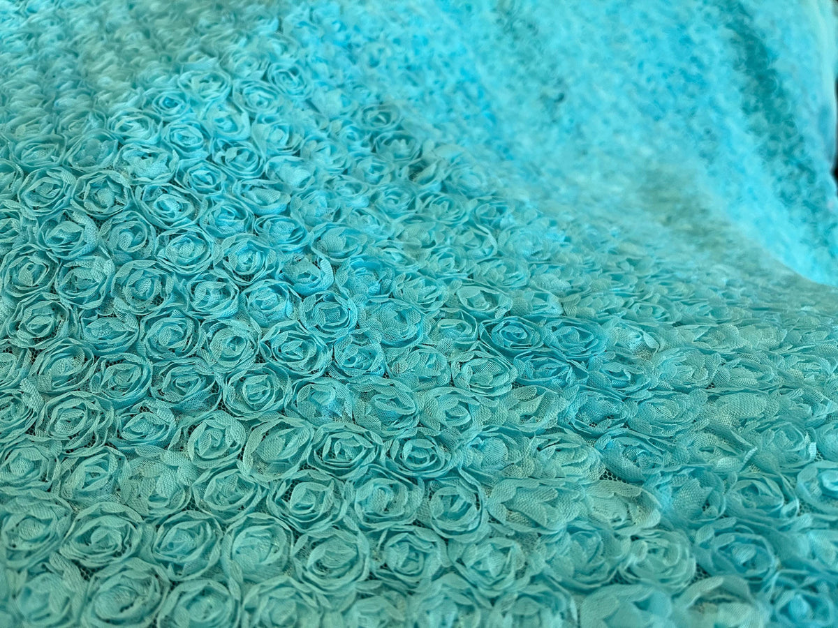 NEW High Class Turquoise Light Blue Ribbon Net Spangle Lace Fabric