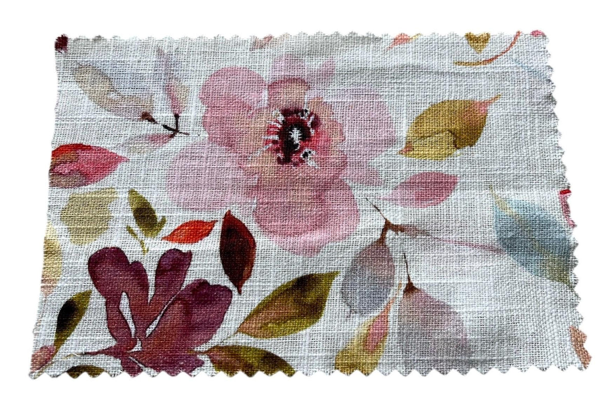 NEW High Class Linen Cotton Floral Print Fabric / Ideal For Dresses, Tops, Shirts, Trousers And Jackets (Please See Description)
