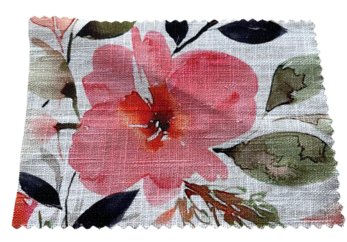 NEW High Class Linen Cotton Floral Print Fabric / Ideal For Dresses, Tops, Shirts, Trousers And Jackets (Please See Description)