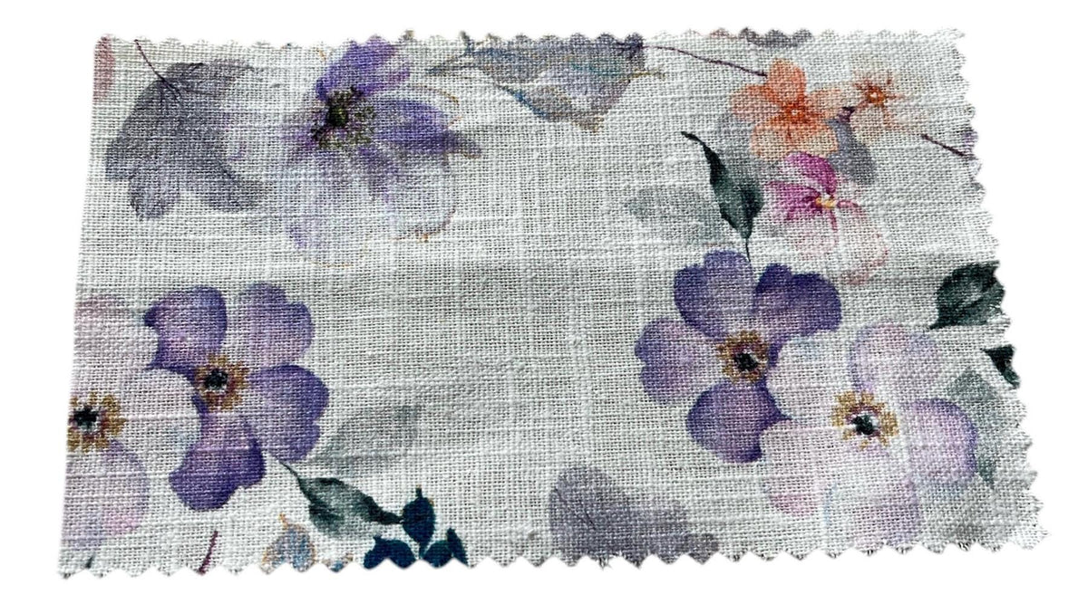 NEW High Class Linen Cotton Floral Print Fabric / Ideal For Dresses, Tops, Shirts, Trousers And Jackets (Please See Description)