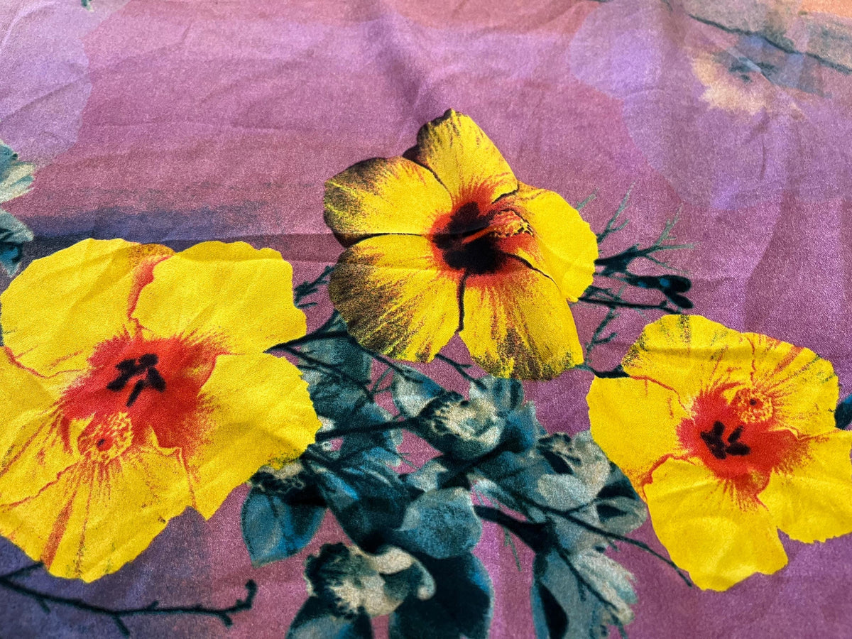 NEW High Class Crepe De Chine Stripe Tie Die Floral Print Fabric