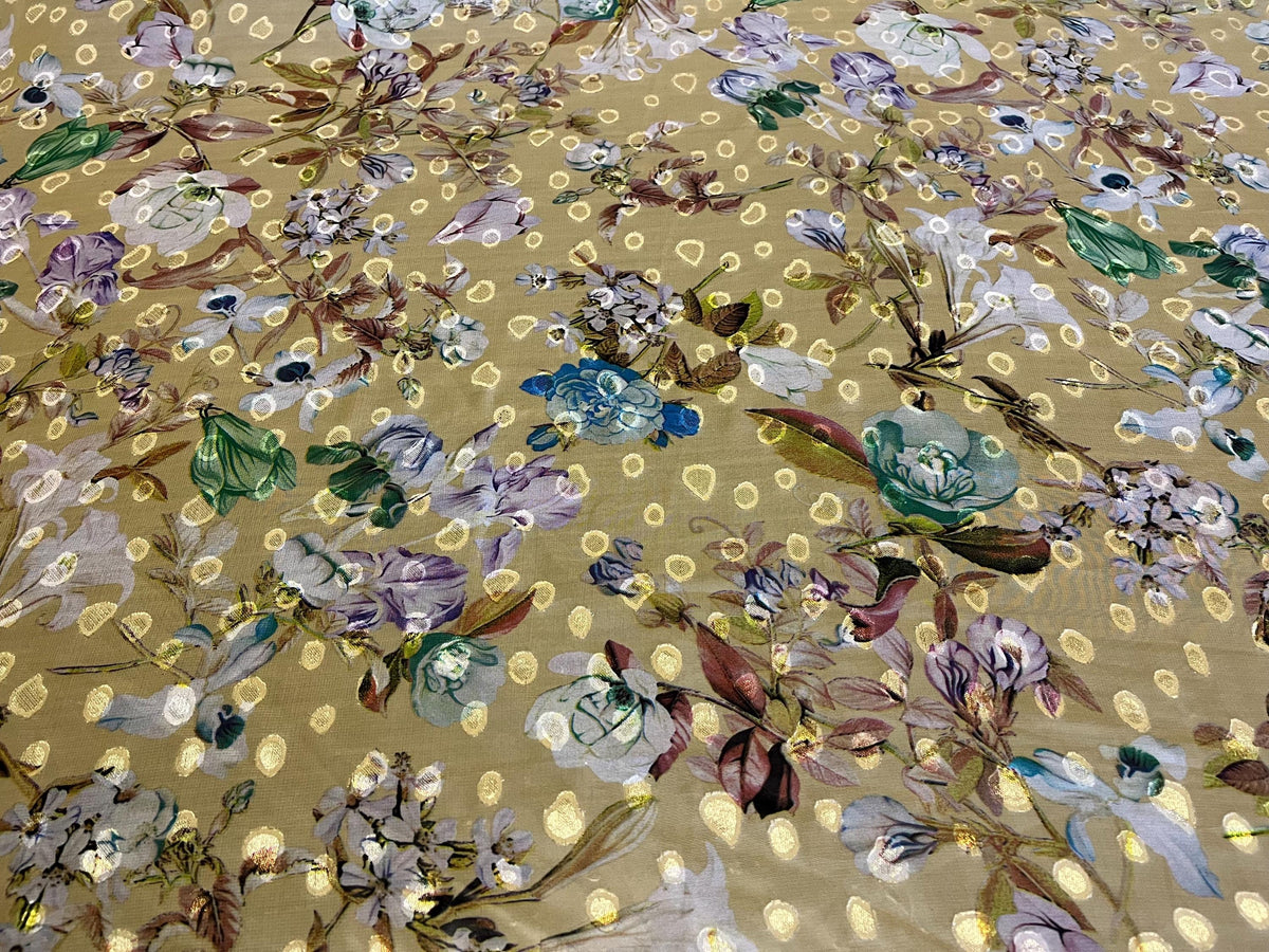 NEW High Class Chiffon Floral Print Lurex Fabric