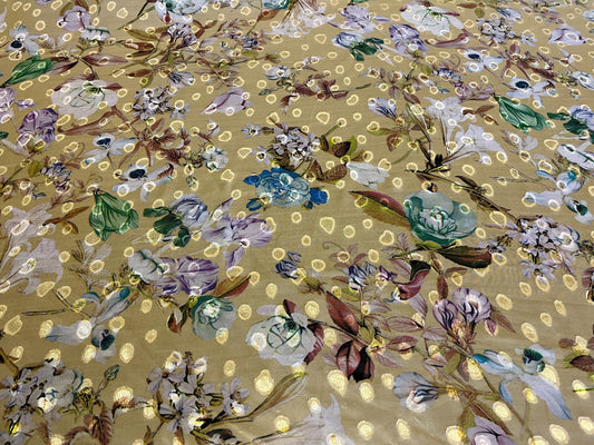 NEW High Class Chiffon Floral Print Lurex Fabric