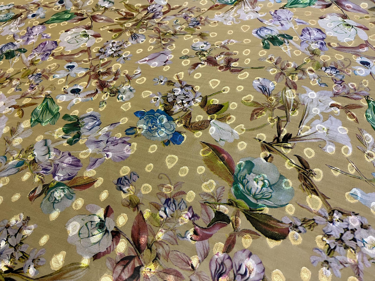 NEW High Class Chiffon Floral Print Lurex Fabric