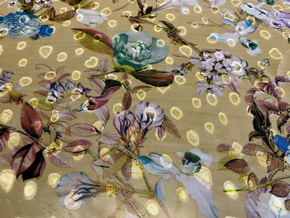 NEW High Class Chiffon Floral Print Lurex Fabric