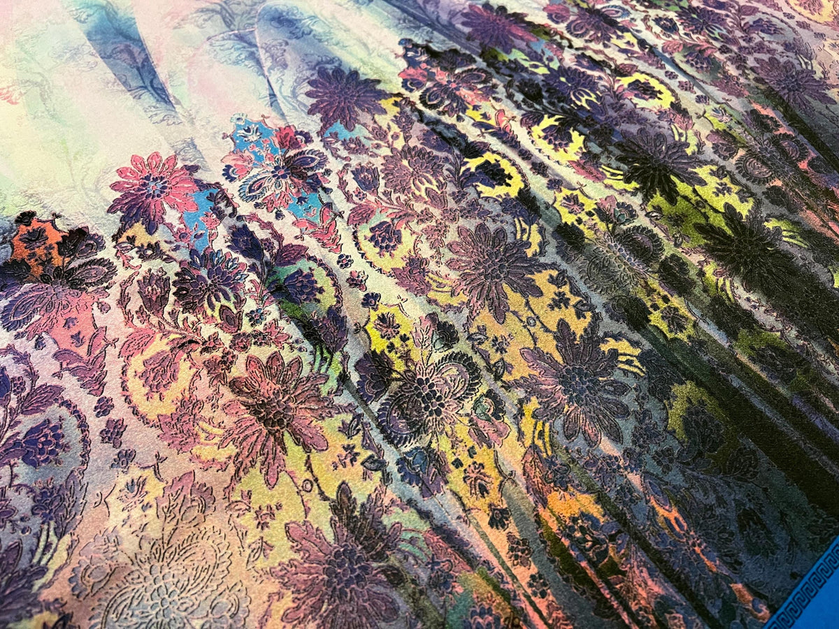 NEW High Class Italian Crepe De Chine Floral Damask Italian Print Fabric