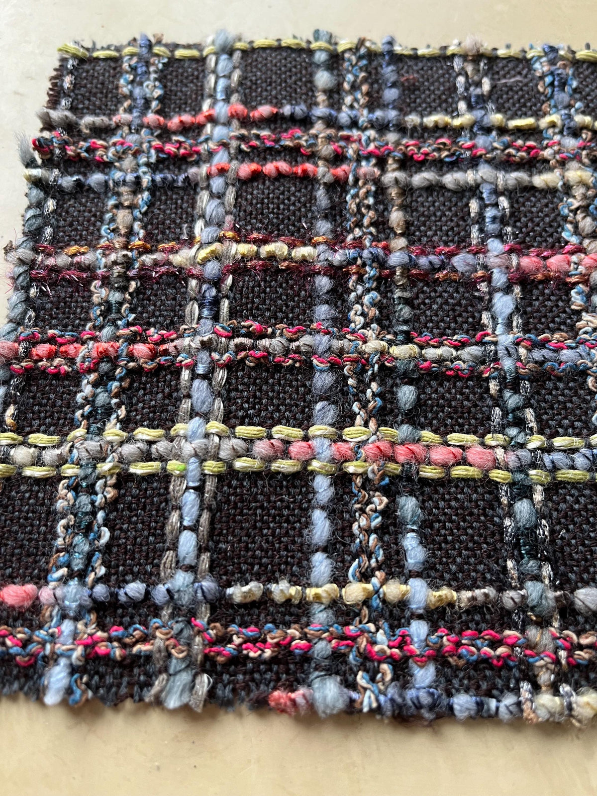 NEW High Class Wool Couture Tweed Boucle Check Fabric (Read Description)