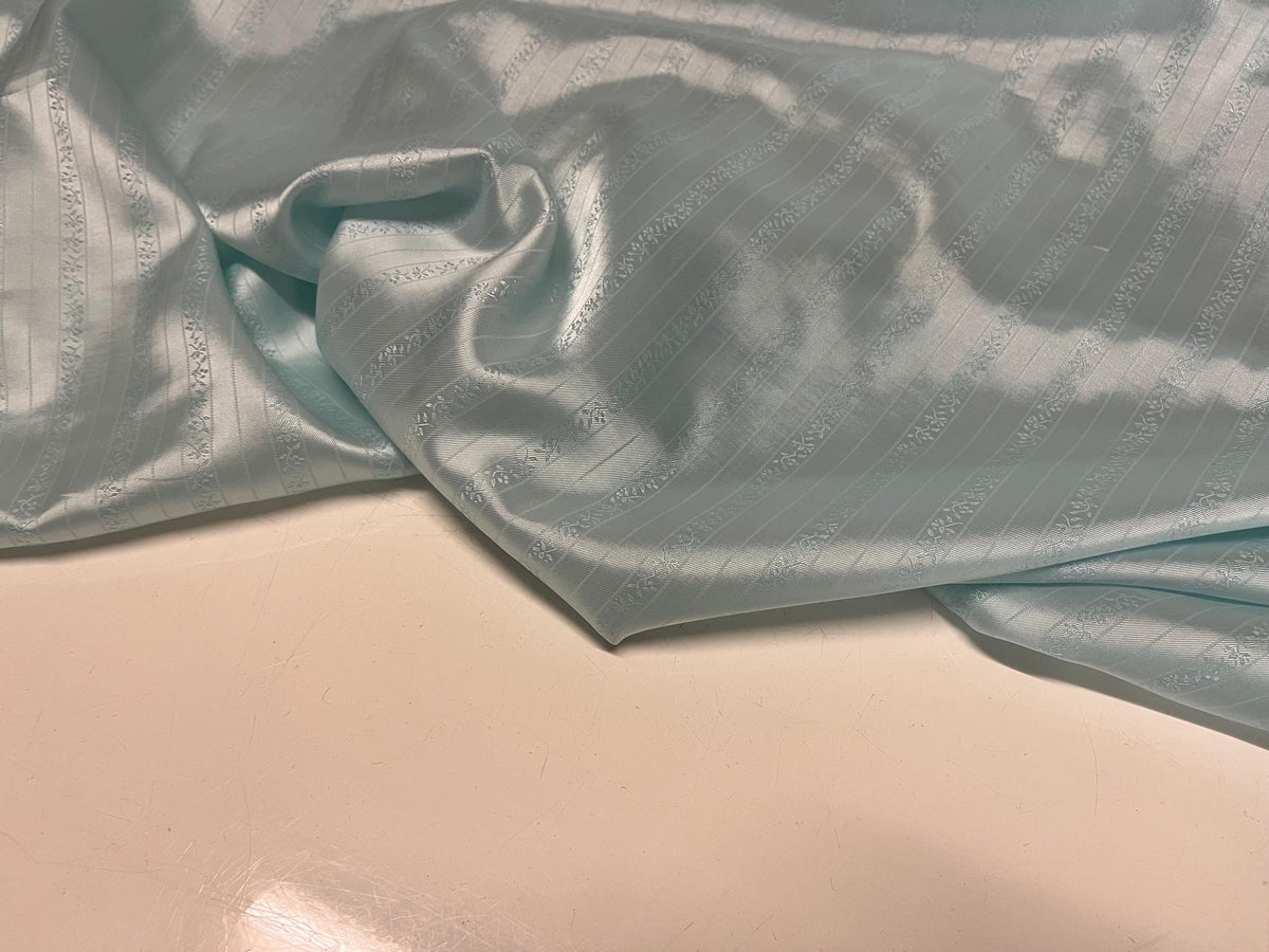 NEW High Class Aqua Silky Floral Jacquard Stripe Lining Fabric