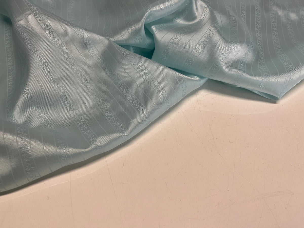 NEW High Class Aqua Silky Floral Jacquard Stripe Lining Fabric