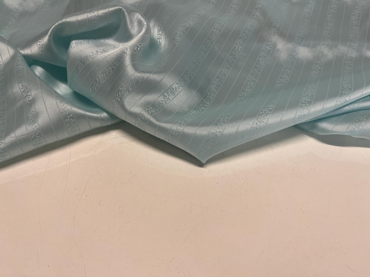 NEW High Class Aqua Silky Floral Jacquard Stripe Lining Fabric