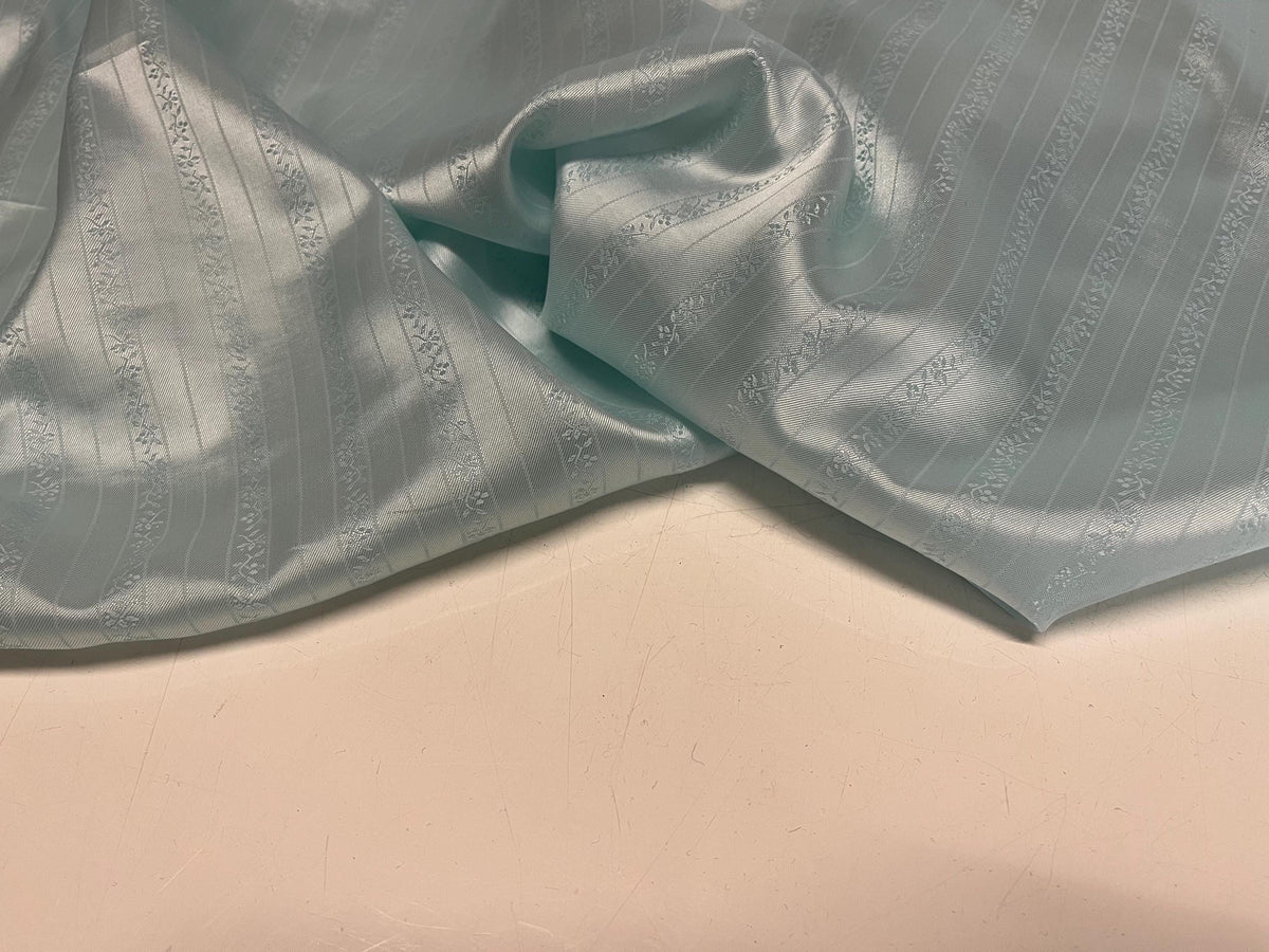 NEW High Class Aqua Silky Floral Jacquard Stripe Lining Fabric