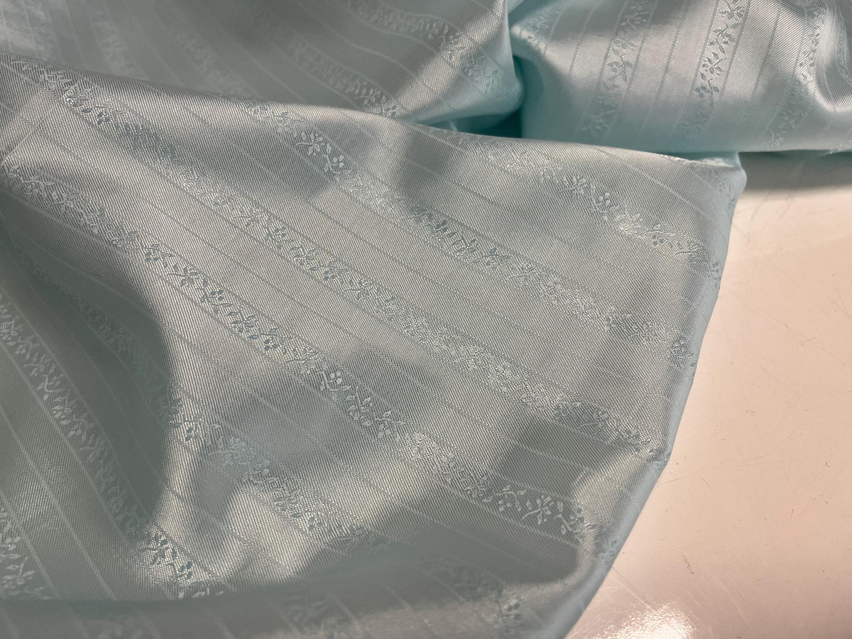 NEW High Class Aqua Silky Floral Jacquard Stripe Lining Fabric